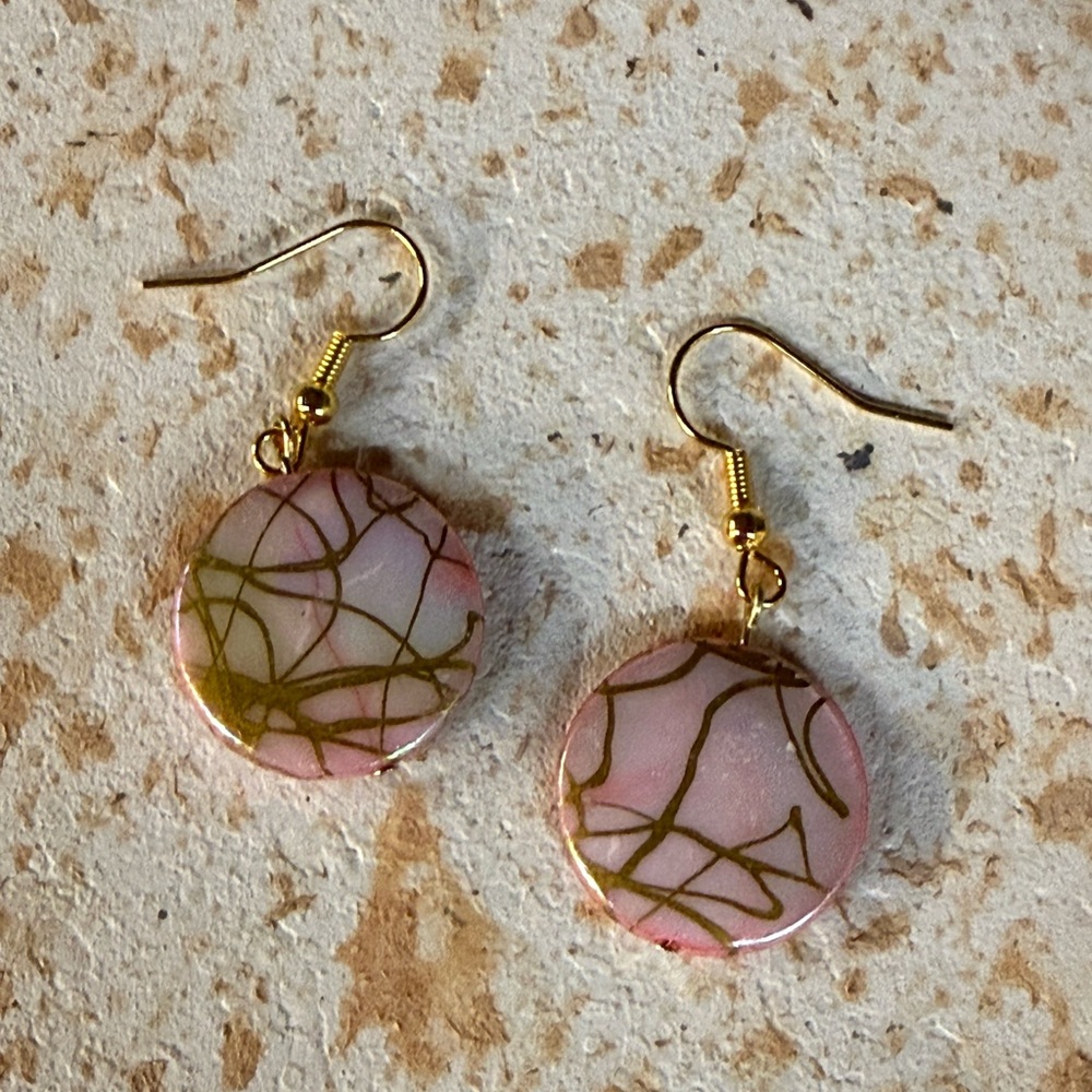 Pink and Gold Splatter Earrings